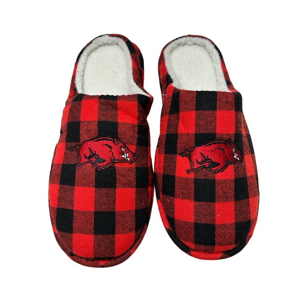 FOCO Men's NCAA Sherpa Lined Buffalo Check Memory Foam Slippers M 9/10 - Picture 2 of 6